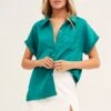 Green Short Sleeve Button Shirt