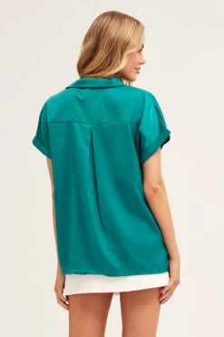 Green Short Sleeve Button Shirt -FabWear Shop shirt green short sleeve button shirt 32981072969921