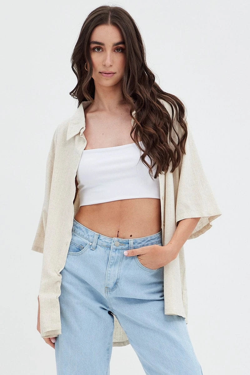 Beige Shirt Short Sleeve Regular Fit 1 Beige Shirt Short Sleeve Regular Fit