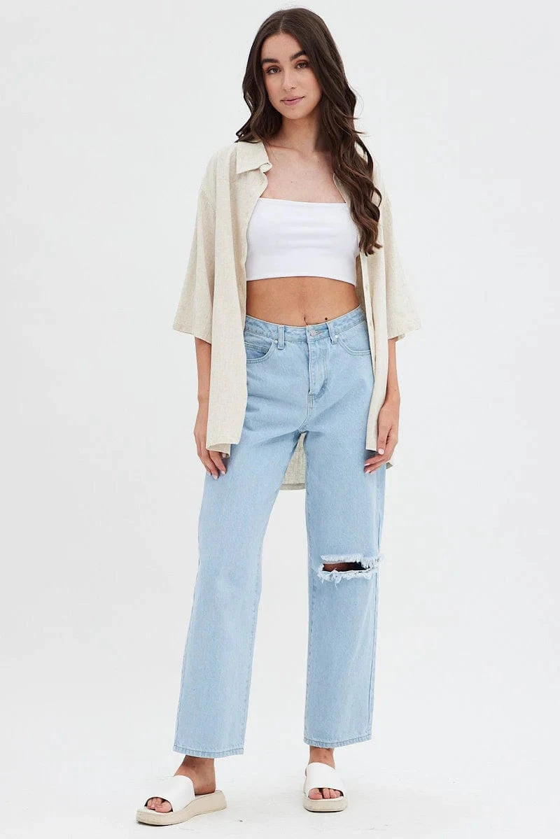 Beige Shirt Short Sleeve Regular Fit 2 Beige Shirt Short Sleeve Regular Fit - Image 2