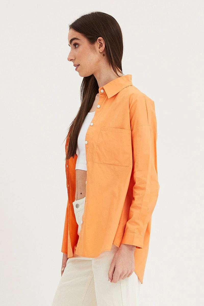 Orange Relaxed Shirts Long Sleeve Button Up 4 Orange Relaxed Shirts Long Sleeve Button Up - Image 4