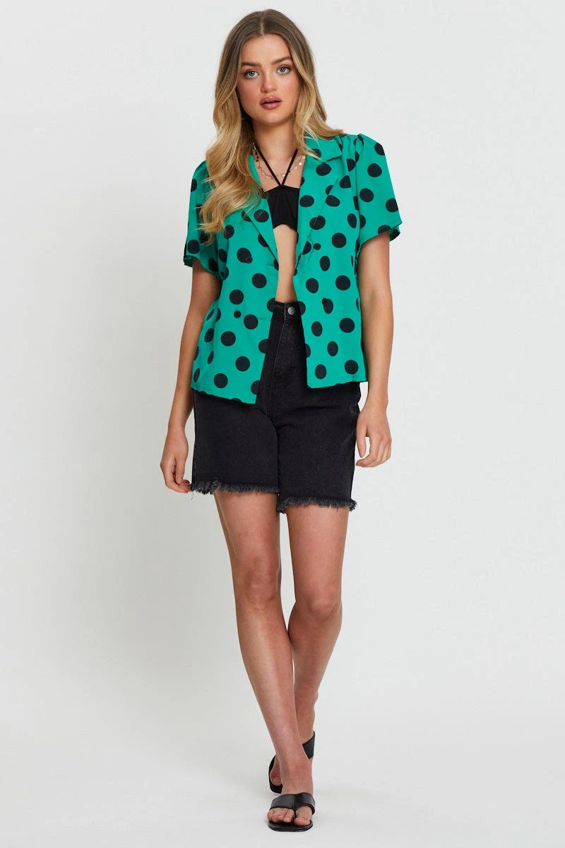 Polka Dot Relaxed Shirts Short Sleeve 2 Polka Dot Relaxed Shirts Short Sleeve - Image 2
