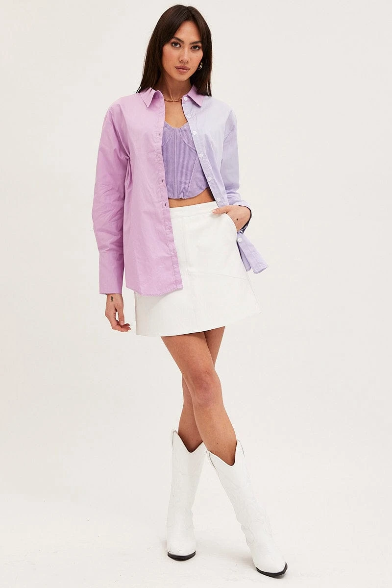 Purple Oversized Shirts Long Sleeve Collared 2 Purple Oversized Shirts Long Sleeve Collared - Image 2