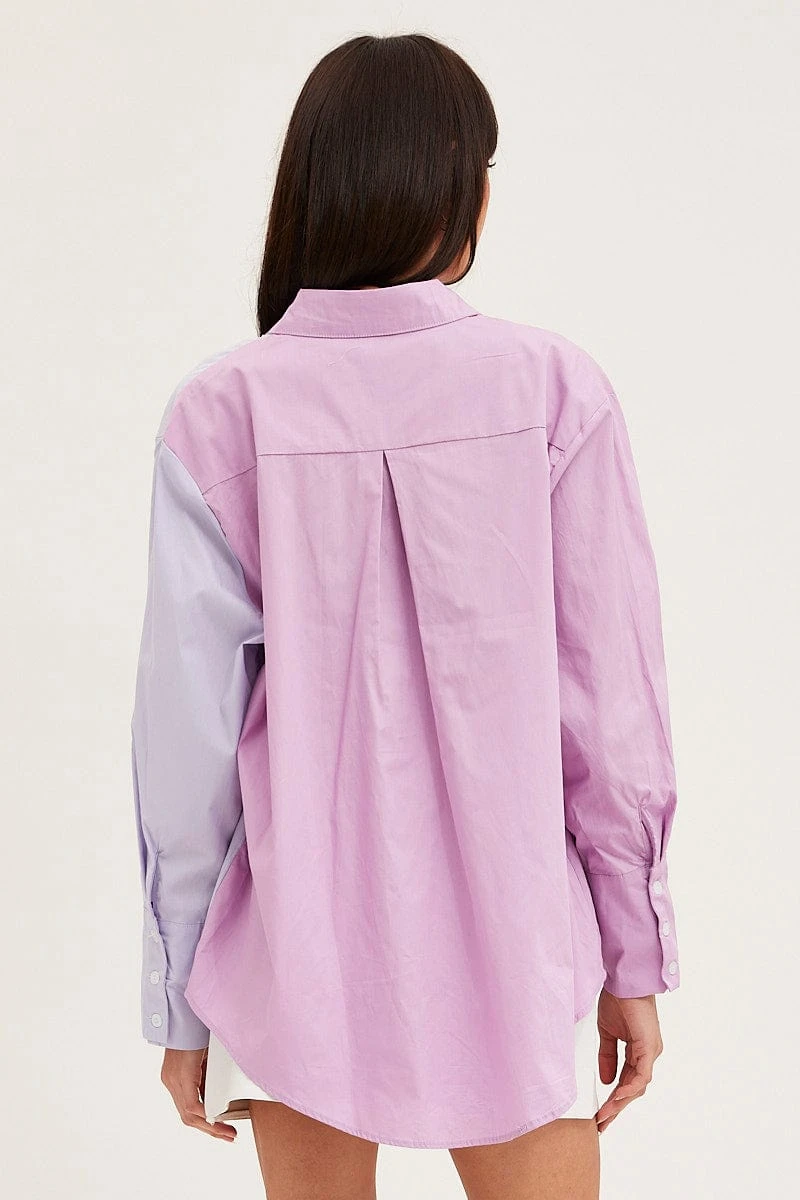 Purple Oversized Shirts Long Sleeve Collared 5 Purple Oversized Shirts Long Sleeve Collared - Image 5