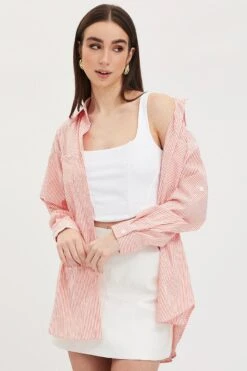 Stripe Oversized Shirts Long Sleeve Collared -FabWear Shop shirt stripe oversized shirts long sleeve collared 32966958121153