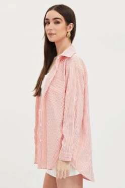 Stripe Oversized Shirts Long Sleeve Collared -FabWear Shop shirt stripe oversized shirts long sleeve collared 32966958153921
