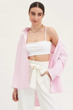 Stripe Relaxed Shirts Long Sleeve Button Up