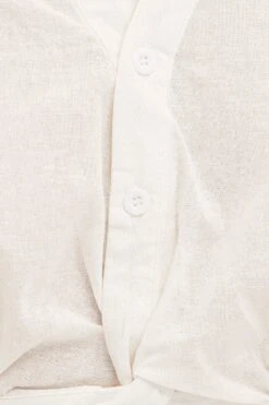 White Crop Shirt Cap Sleeve Collared Cotton Linen -FabWear Shop shirt white crop shirt cap sleeve collared cotton linen 33126770213057