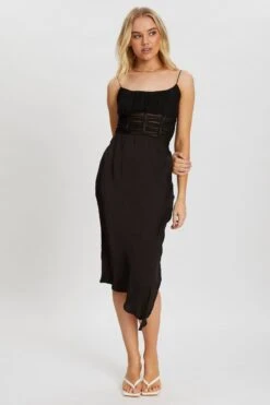 Black Corset Style Mesh Singlet