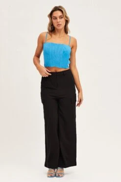 Blue Mesh Sleeveless Corset Detail Singlet Top 8 Blue Mesh Sleeveless Corset Detail Singlet Top -FabWear Shop singlet blue mesh sleeveless corset detail singlet top 32965966692545