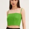 Green Mesh Sleeveless Corset Detail Singlet Top