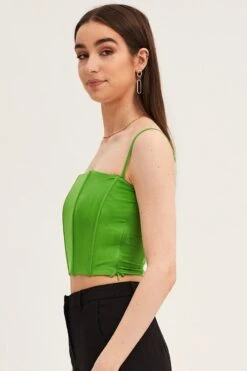 Green Mesh Sleeveless Corset Detail Singlet Top -FabWear Shop singlet green mesh sleeveless corset detail singlet top 32965966528705