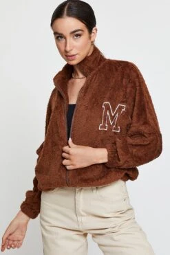 Beige Teddy Jacket Long Sleeve -FabWear Shop singlet regular camel teddy jacket long sleeve 32966014009537