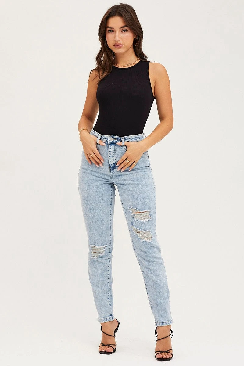 Blue Skinny Denim Jeans High Rise 1 Blue Skinny Denim Jeans High Rise