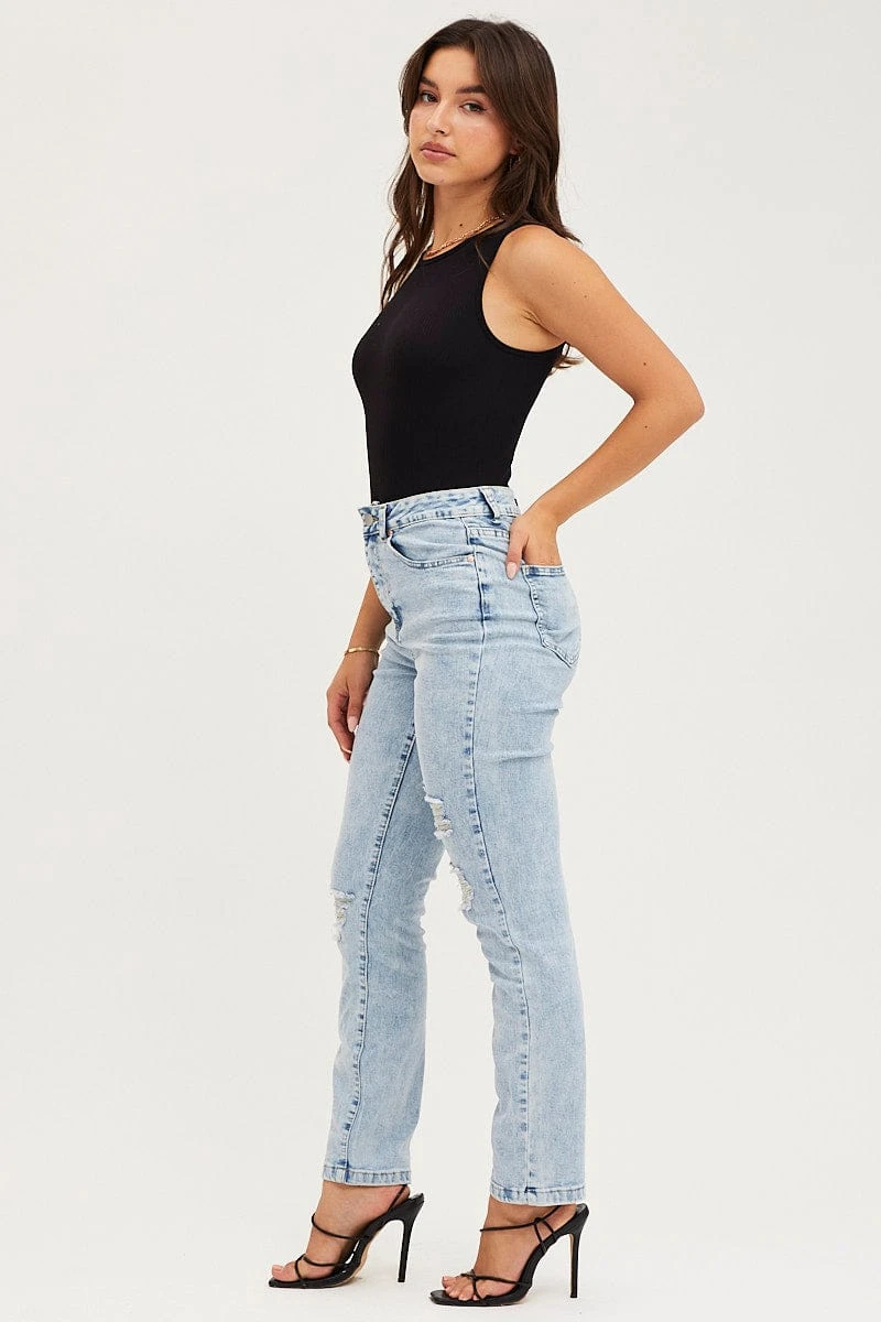 Blue Skinny Denim Jeans High Rise 4 Blue Skinny Denim Jeans High Rise - Image 4
