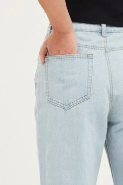Blue Straight Denim Jeans Mid Rise -FabWear Shop straight jean blue straight denim jeans mid rise 32967359135937