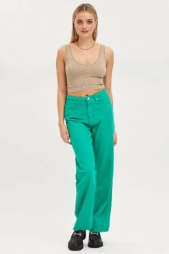 Green Straight Denim Jeans High Rise 8 Green Straight Denim Jeans High Rise -FabWear Shop straight jean green straight denim jeans high rise 32965605064897