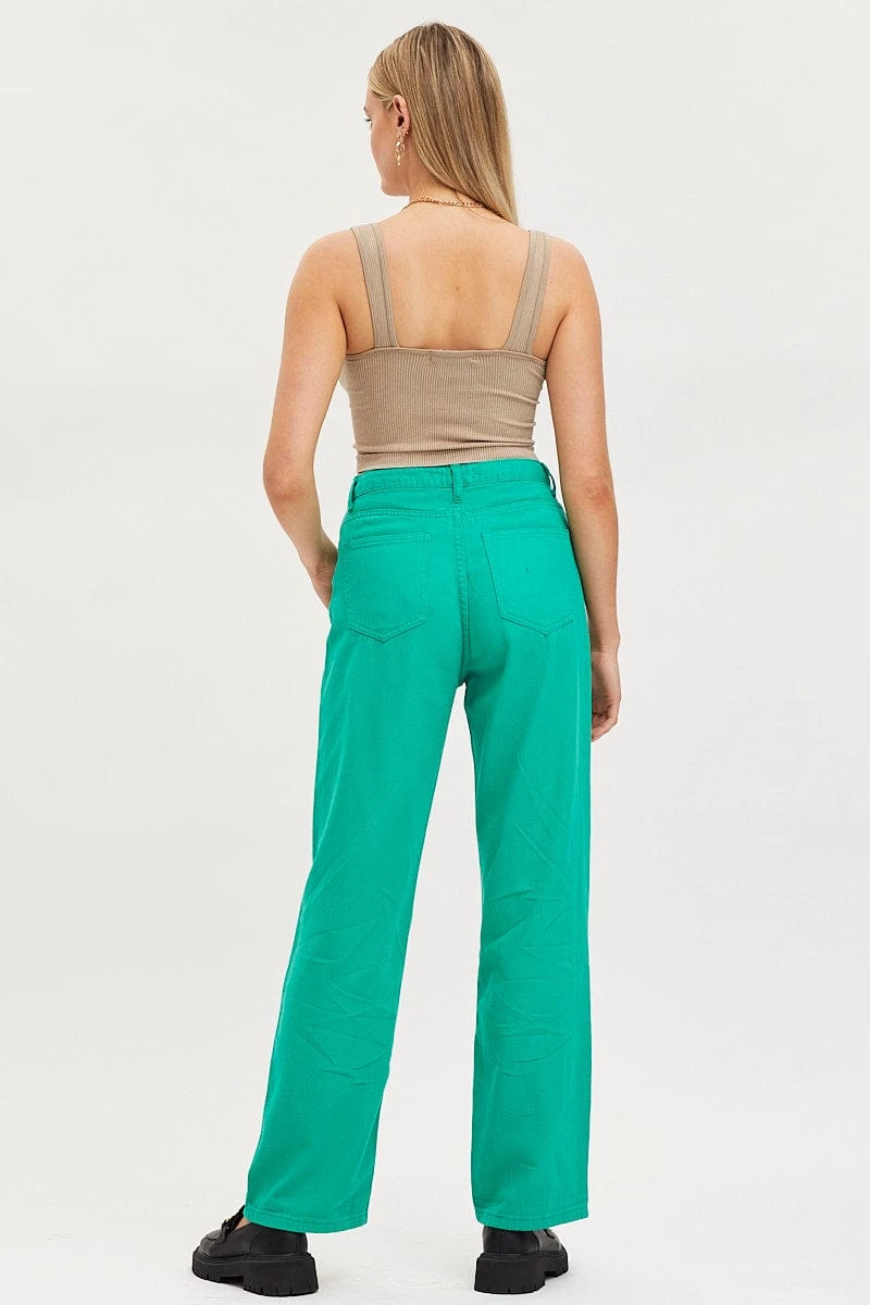 Green Straight Denim Jeans High Rise 5 Green Straight Denim Jeans High Rise - Image 5