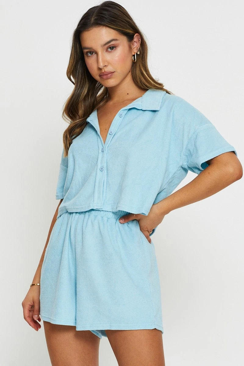 Blue Lounge Shirt Terry 1 Blue Lounge Shirt Terry