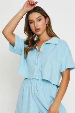 Blue Lounge Shirt Terry 7 Blue Lounge Shirt Terry -FabWear Shop t shirt blue lounge shirt terry 32966503792833