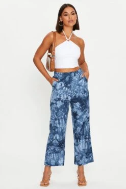 Multi Tie Dye Wide Leg Jean -FabWear Shop trial bottom multi tie dye wide leg jean 33006695874753