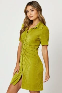 Green Button Front Ruched Shirt Dress 7 Green Button Front Ruched Shirt Dress -FabWear Shop trial fb dress green button front ruched shirt dress 32965779456193