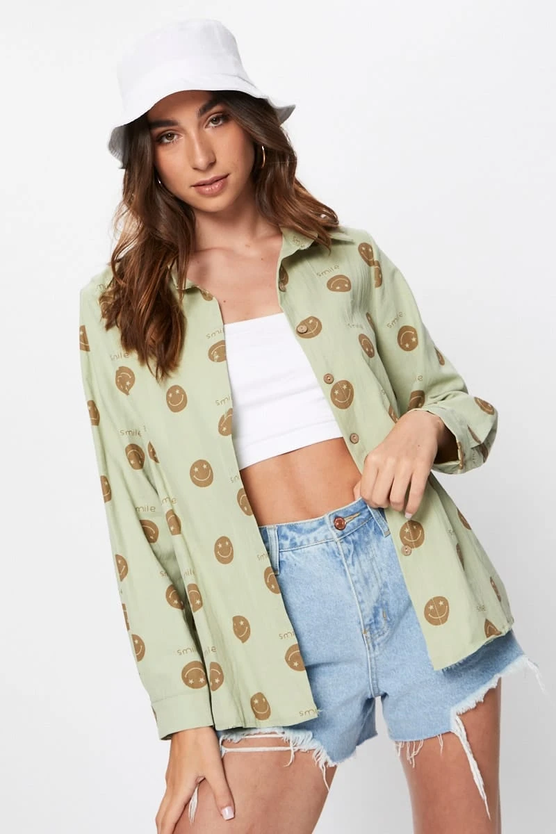 Print Smiley Face Shirt 5 Print Smiley Face Shirt - Image 5