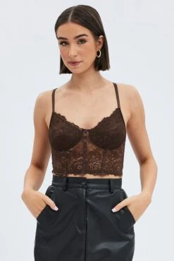 Brown Lace Corset Top 8 Brown Lace Corset Top -FabWear Shop wc0021 51b brown 3