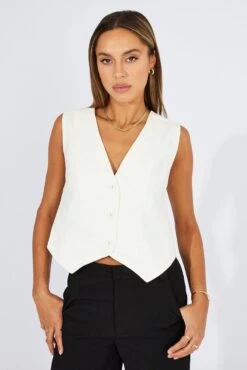White Linen Waistcoat 8 White Linen Waistcoat -FabWear Shop wc0091 36w white 3