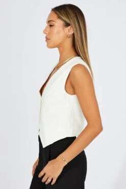 White Linen Waistcoat 9 White Linen Waistcoat -FabWear Shop wc0091 36w white 4