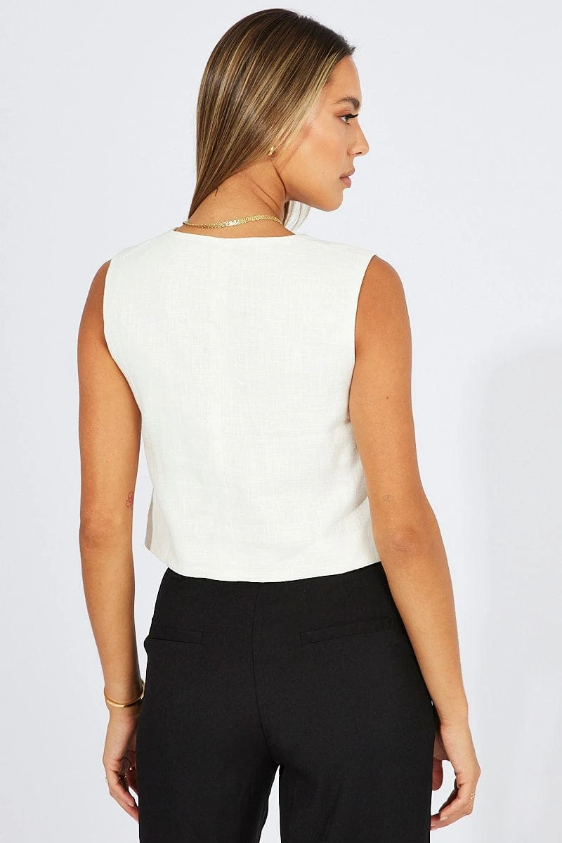 White Linen Waistcoat 5 White Linen Waistcoat - Image 5