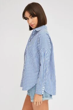 Blue Stripe Shirt Long Sleeve Stripes -FabWear Shop wc0099a 33wb stripe 4