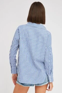 Blue Stripe Shirt Long Sleeve Stripes -FabWear Shop wc0099a 33wb stripe 5