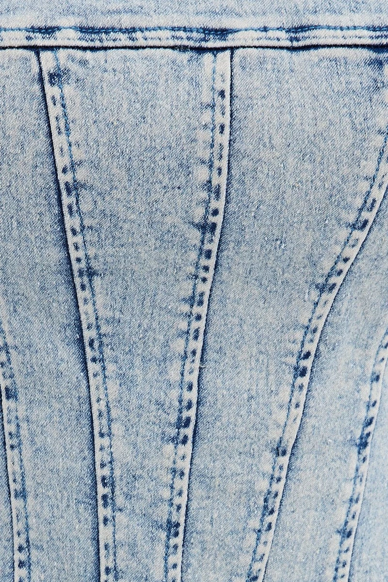 Denim Corset Sleeveless Scoop Neck Longline Stretch 6 Denim Corset Sleeveless Scoop Neck Longline Stretch - Image 6