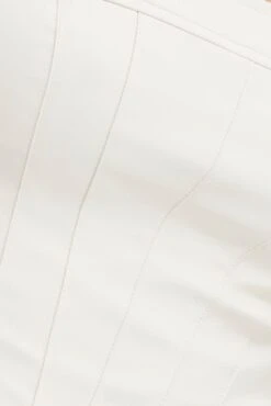 White Faux Leather Corset Sleeveless Scoop Neck Stretch -FabWear Shop wc0140b 33cb cream 6