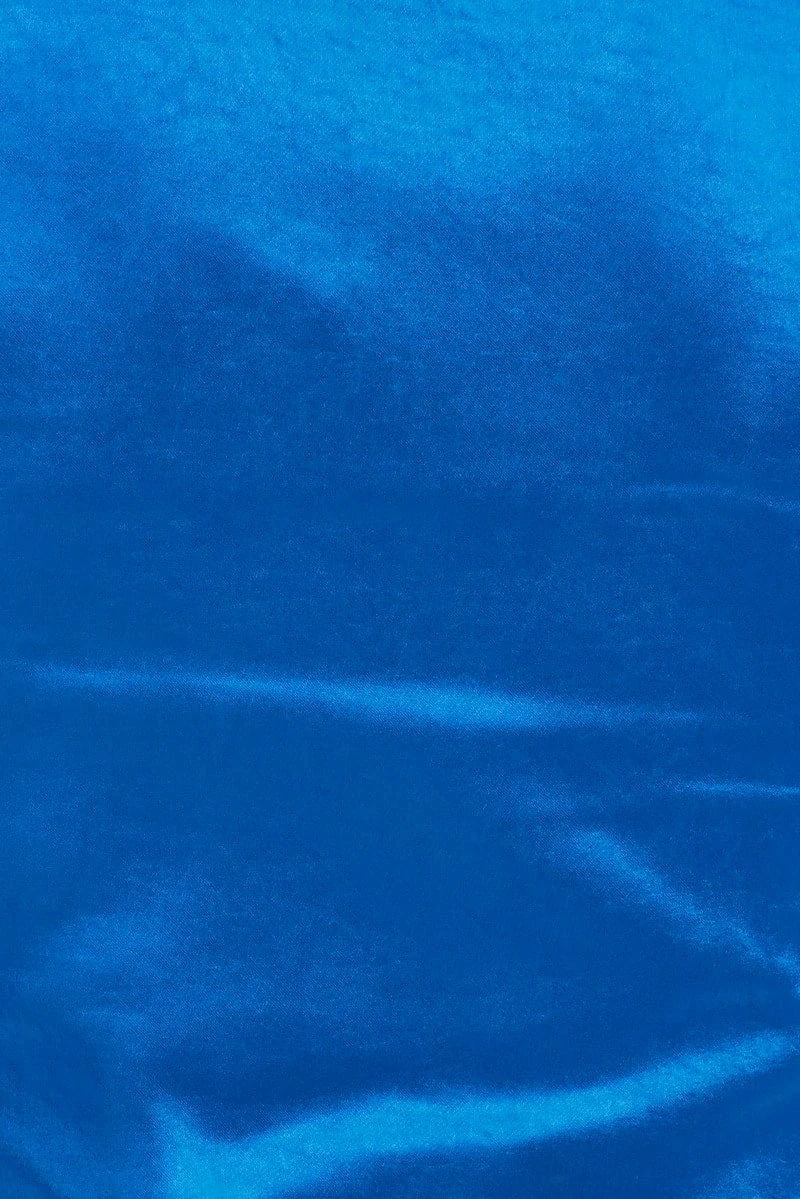 Blue Shirt Long Sleeve Collared Hook & Eye Satin Crepe 6 Blue Shirt Long Sleeve Collared Hook & Eye Satin Crepe - Image 6