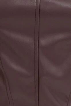 Brown Corset Sleeveless Strapless Longline Faux Leather -FabWear Shop wc0188 33cb brown 6