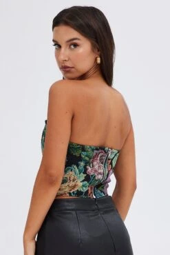 Black Floral Corset Sleeveless Strapless Sweetheart Longline 10 Black Floral Corset Sleeveless Strapless Sweetheart Longline -FabWear Shop wc0189 33cb floral 5