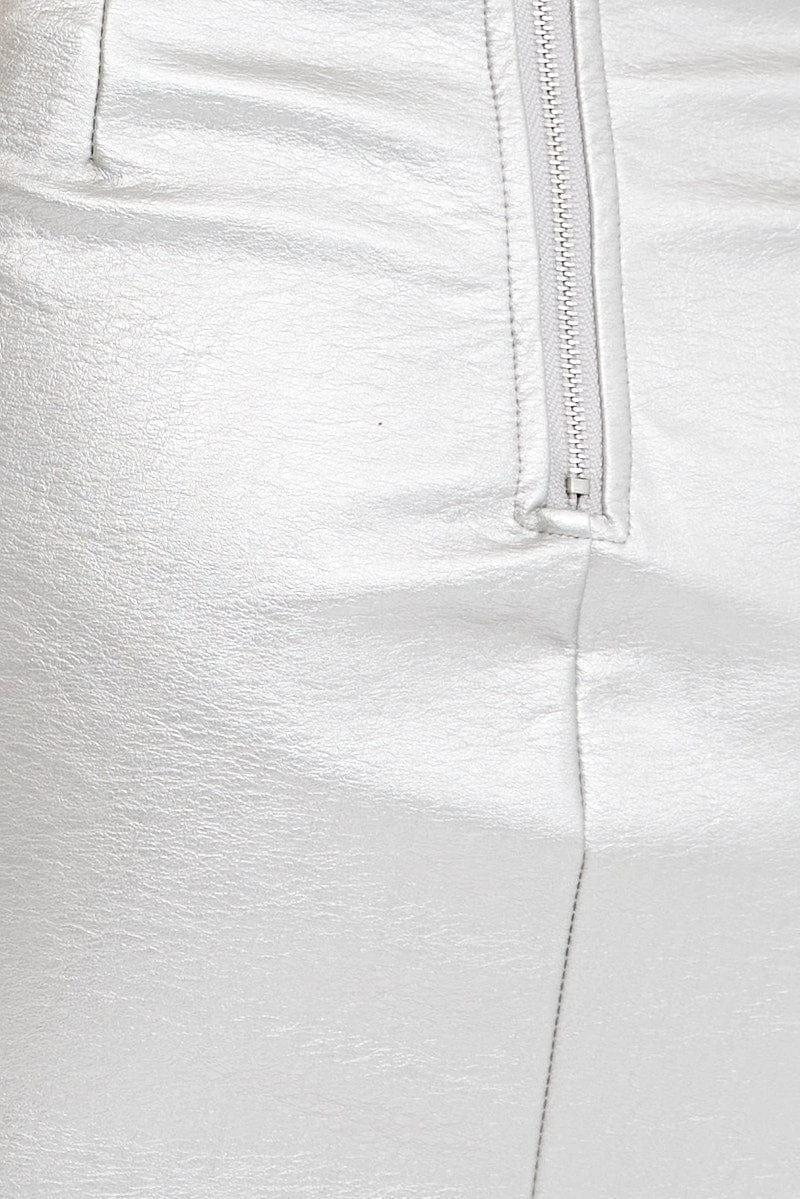 Metallic Corset Top Sleeveless Scoop Neck PU Silver 6 Metallic Corset Top Sleeveless Scoop Neck PU Silver - Image 6