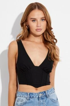 Black Sleeveless Corset Top -FabWear Shop wc1116 47wb black 3