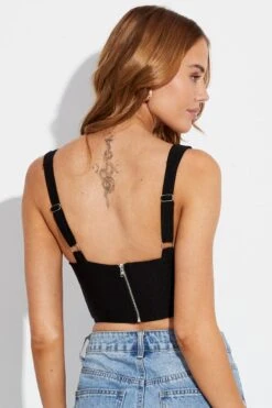 Black Sleeveless Corset Top -FabWear Shop wc1116 47wb black 5