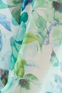 Green Floral Long Sleeve Shirt Chiffon Collared -FabWear Shop wc1144 38w floral 6