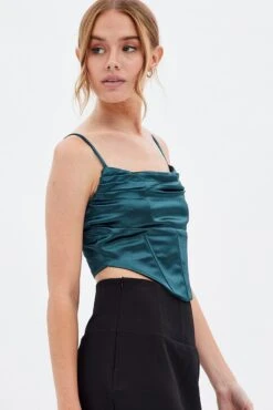 Green Corset Top Sleeveless Cowl Neck 9 Green Corset Top Sleeveless Cowl Neck -FabWear Shop wc1152 47w hunter 4