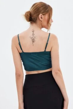 Green Corset Top Sleeveless Cowl Neck 10 Green Corset Top Sleeveless Cowl Neck -FabWear Shop wc1152 47w hunter 5