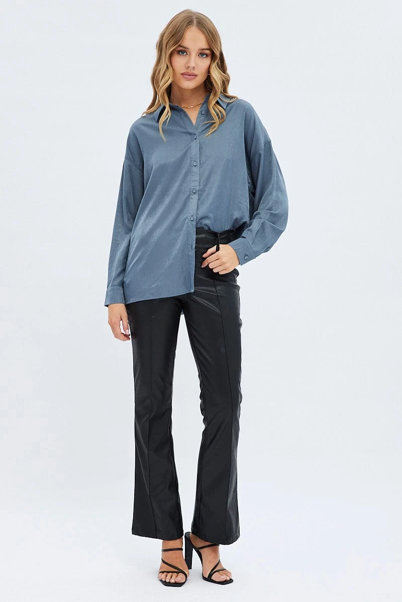 Grey Long Shirt Collared Long Sleeve 2 Grey Long Shirt Collared Long Sleeve - Image 2