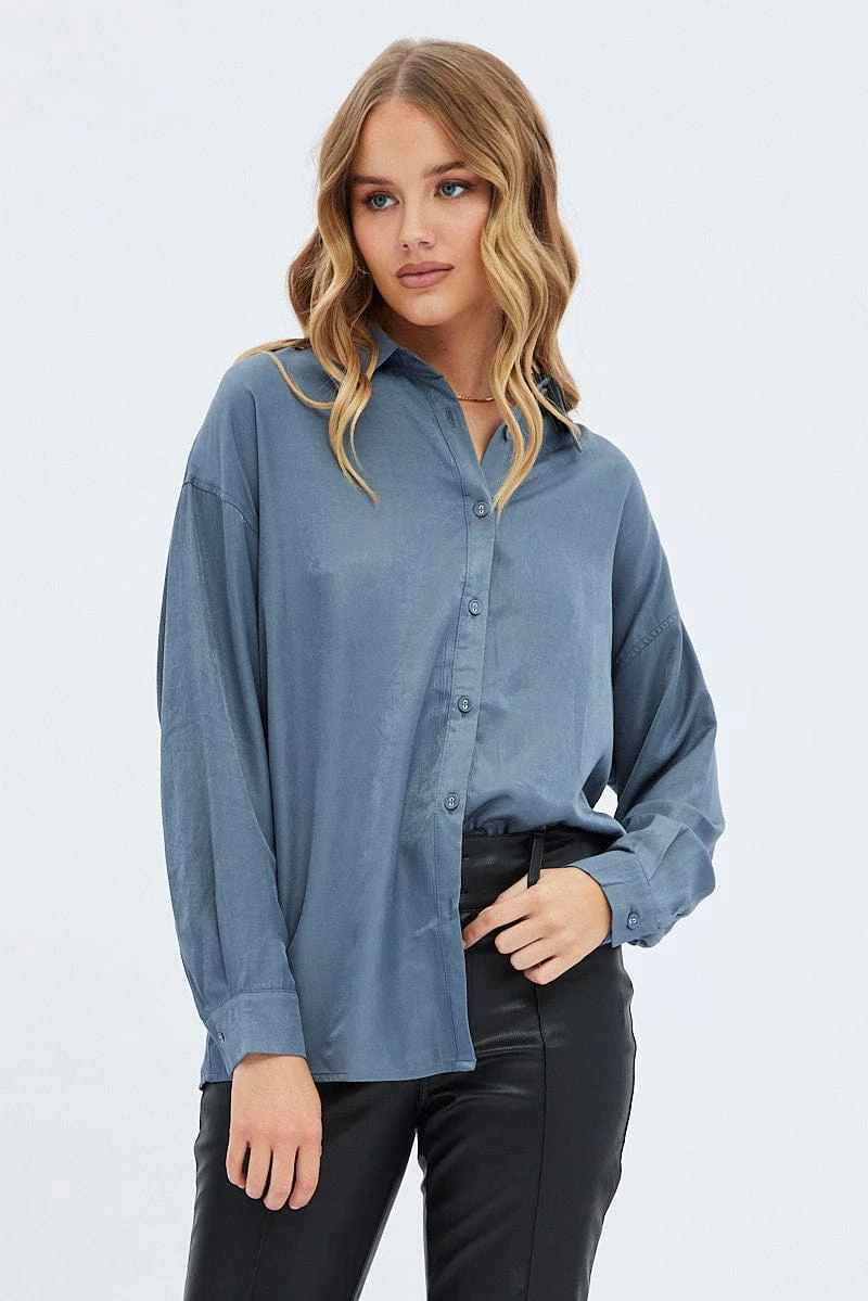 Grey Long Shirt Collared Long Sleeve 3 Grey Long Shirt Collared Long Sleeve - Image 3