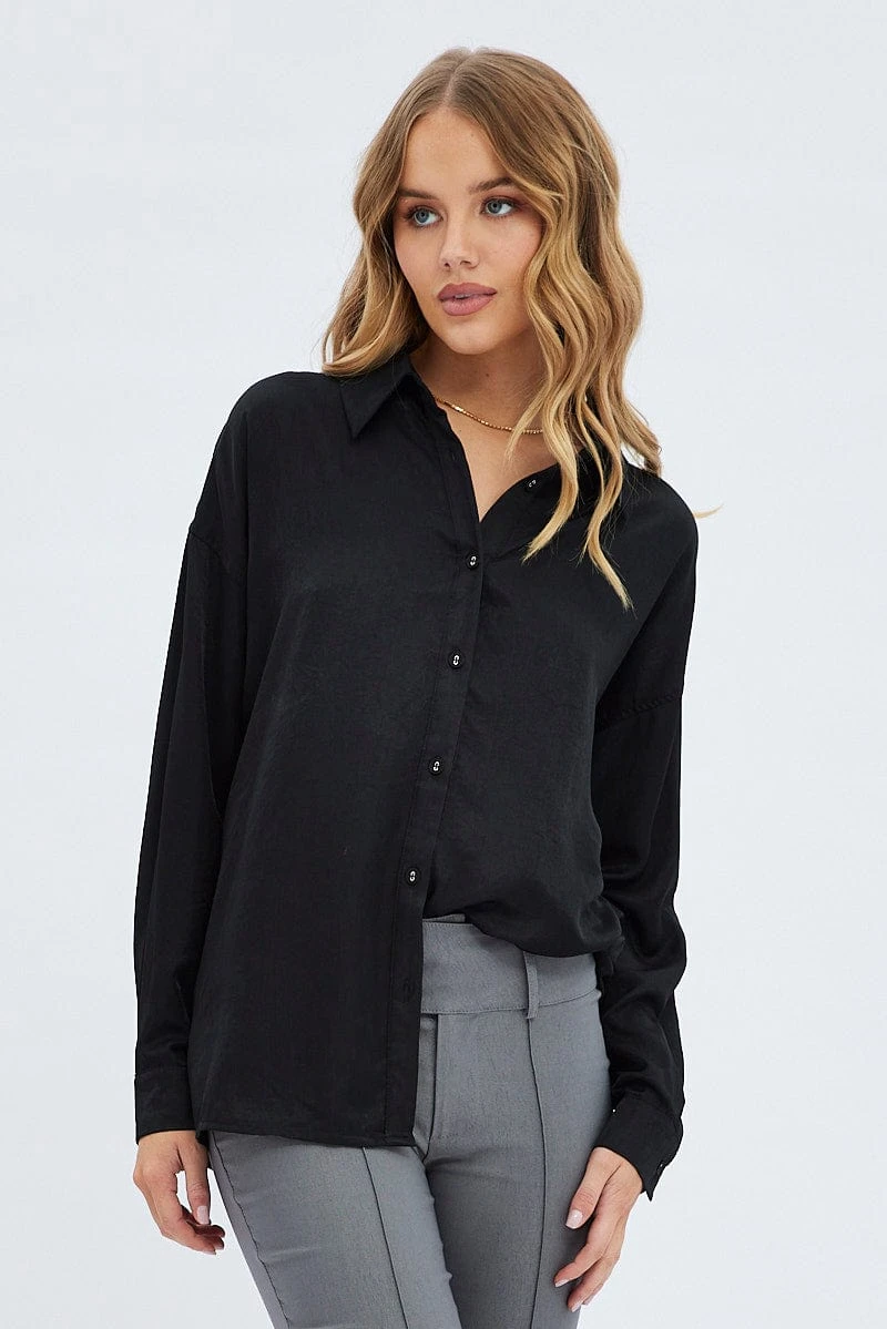 Black Long Shirt Collared Long Sleeve 1 Black Long Shirt Collared Long Sleeve