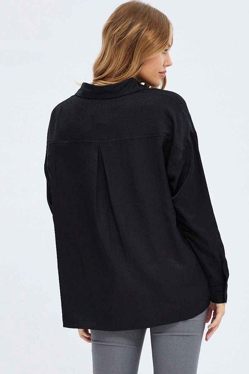 Black Long Shirt Collared Long Sleeve 5 Black Long Shirt Collared Long Sleeve - Image 5