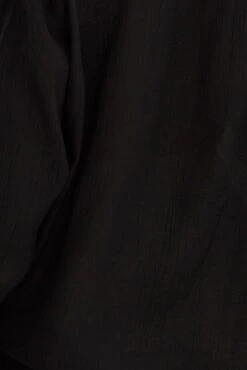 Black Textured Shirt Long Sleeve Collared -FabWear Shop wc1296 47w black 6