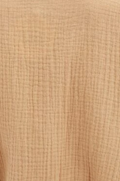 Beige Textured Shirt Short Sleeve Collared Cotton -FabWear Shop wc1301 35w stone 6